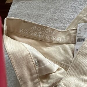 J. Crew Cream Jeans with‎ Brown Patch